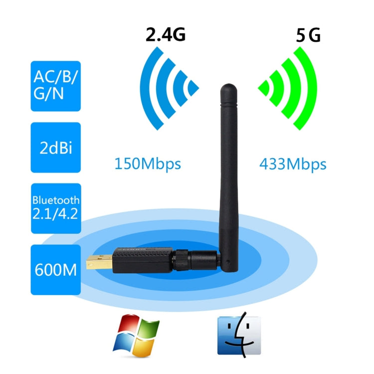 EDUP EP-AC1661 2 in 1 Bluetooth 4.2 + Dual Band 11AC 600Mbps High Speed Wireless USB Adapter WiFi Receiver, EP-AC1661 600Mbps EDUP EP-AC1661 2 in 1 Bluetooth 4.2 + Dual Band 11AC 600Mbps High Speed Wireless USB Adapter WiFi Receiver, EP-AC1661 600Mbps